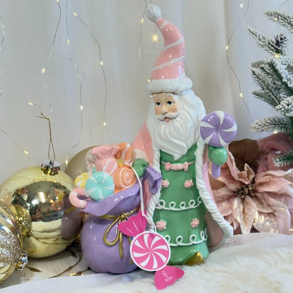 Christmas Pastel Pink Santa Claus Figure Macaron Candy Bag Peppermint Square - Picture 8 of 10